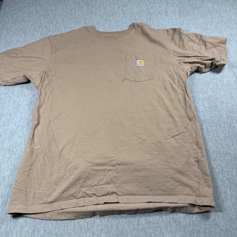 Carhartt Shirt Mens 2XL Tall Brown Loose Fit Cotton Pocket Short Sleeve T Shirt